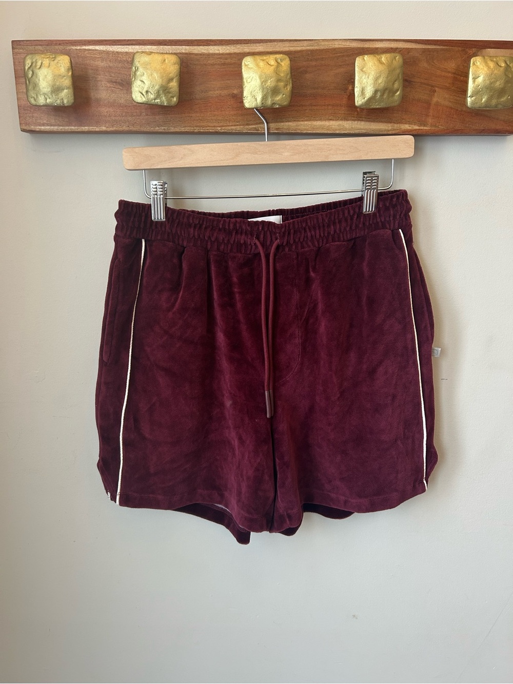 Y2K Velour Lounge Shorts Burgundy Retro Sporty Coquette Size M